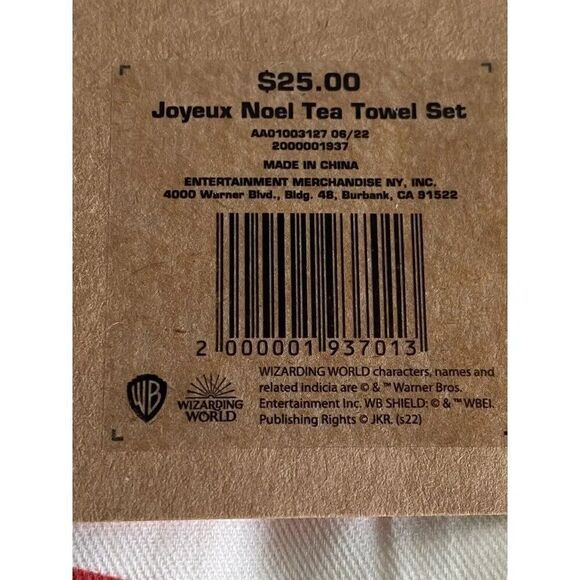 Set Of 3 Harry Potter Hogwarts Joyeux Noel Tea Towels Christmas Universal Studio - Picture 9 of 11